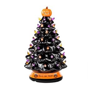 RJ Legend‎ Halloween Ceramic Tree  15" with Pumpkin Head, LED Bulbs, NEW